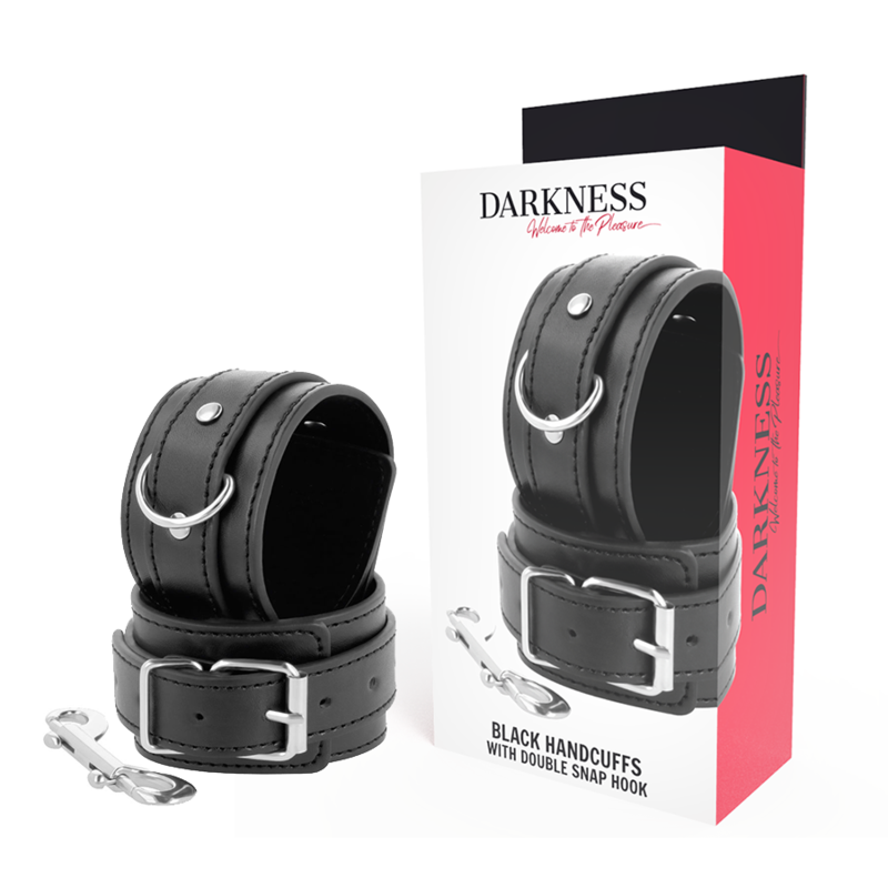 Darkness - Schwarze Verstellbare Handschellen mit Doppeltem Verstärkungsband