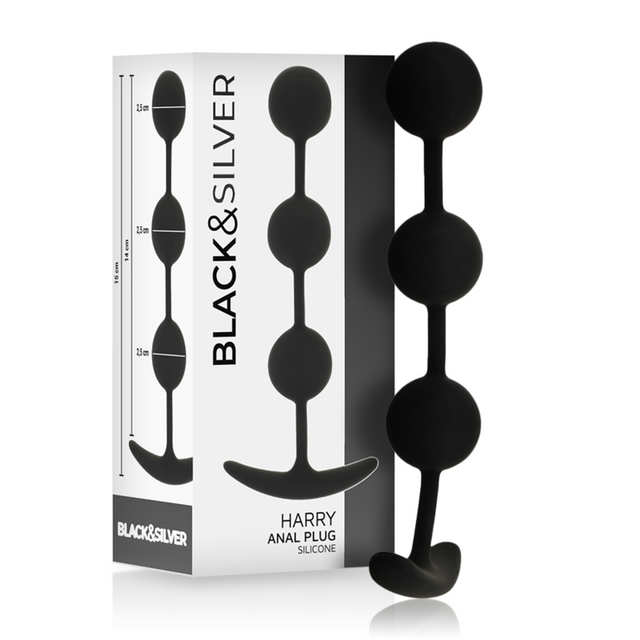 Black&Silver - Harry Anal-Rosenkranz 3 Silikonkugeln 14 cm