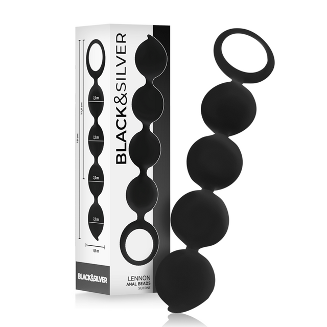 Black&Silver - Lennon Anal Rosenkranz 4 Silikonkugeln 15 cm