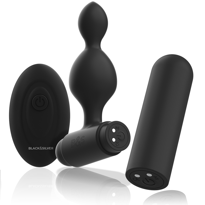 Black&Silver - Tucker Kleine Analstecker aus Silikon mit Fernbedienung