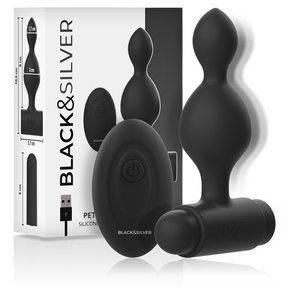 Black&Silver - Tucker Kleine Analstecker aus Silikon mit Fernbedienung