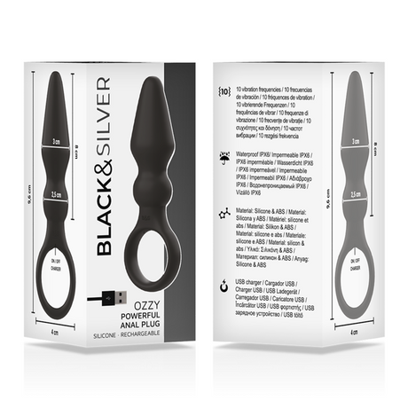 Black&Silver - Ozzy Leistungsstarker Silikon-Analsplug