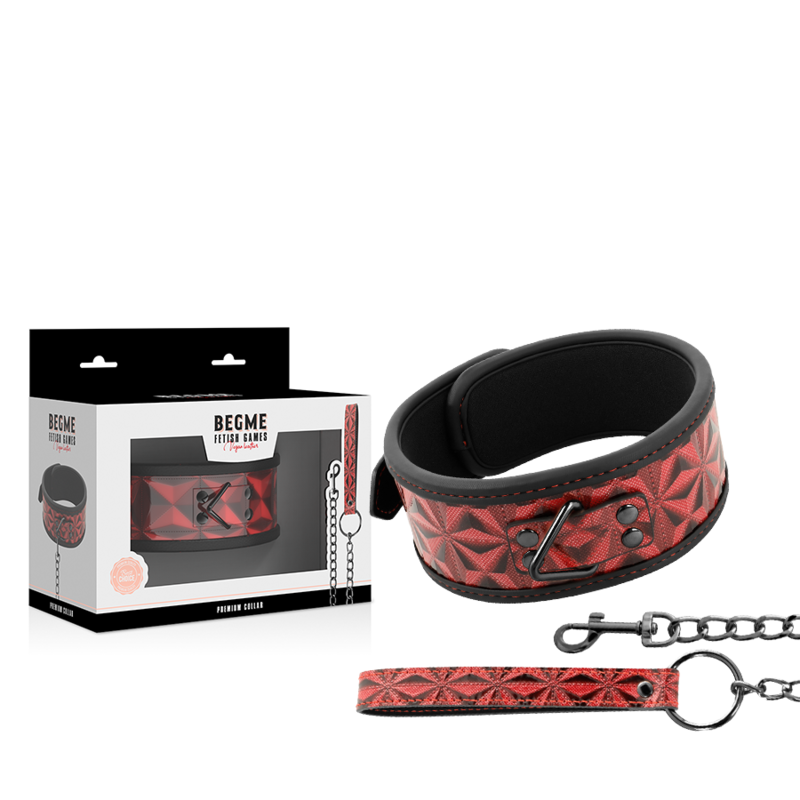 Begme - Red Edition Premium Veganes Lederhalsband mit Neoprenfutter
