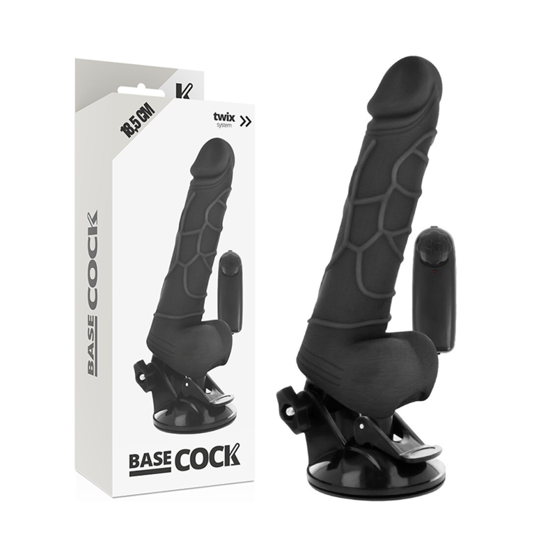 Basecock - Realistischer Vibrator mit Fernbedienung Schwarz 18.5 cm-x-4 cm