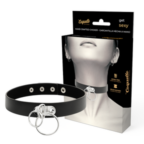 Coquette Chic Desire - Doppelring-Halsband aus Veganem Leder