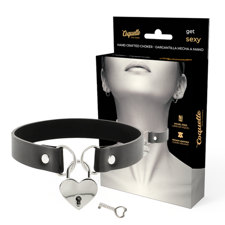 Fetisch-Toy Chic Desire Vegane Leder-Halskette mit Herz-Accessoire mit Schlüssel