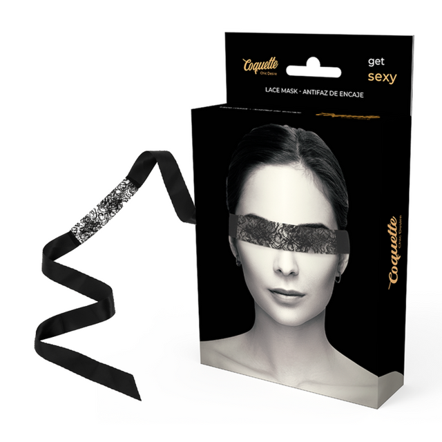 Coquette Chic Desire - Schwarze Spitzenmaske mit Band