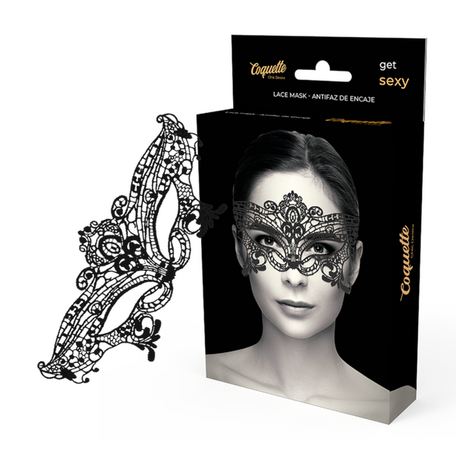Coquette Chic Desire - Breite Schwarze Spitzenmaske
