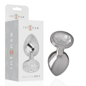 Intense - Analplug aus Aluminiu Mmetall mit Silbernem Kristall, Grösse S