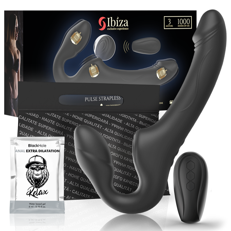Ibiza - Riemenloser Vibrator mit Fernbedienungs-Druckknopf