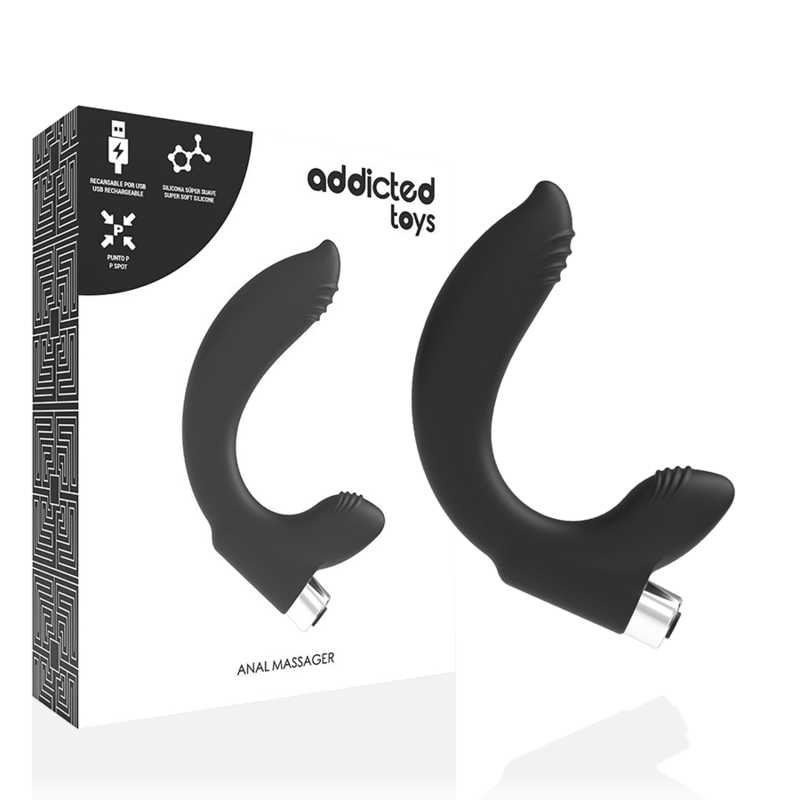Addicted Toys - Prostatischer Vibrator Wiederaufladbar. Modell 7 - Schwarz