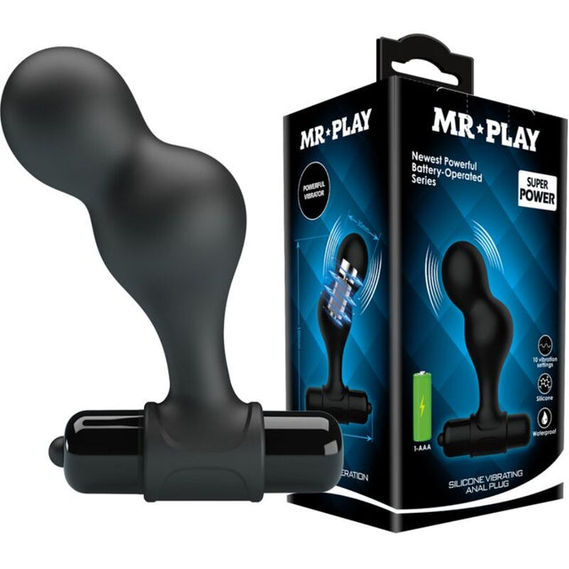 Mr Play - Schwarzer Silikon-Vibrator-Analstecker
