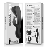 Black&Silver - Jamie Wiederaufladbarer Silikon-Kaninchenstimulator Schwarz
