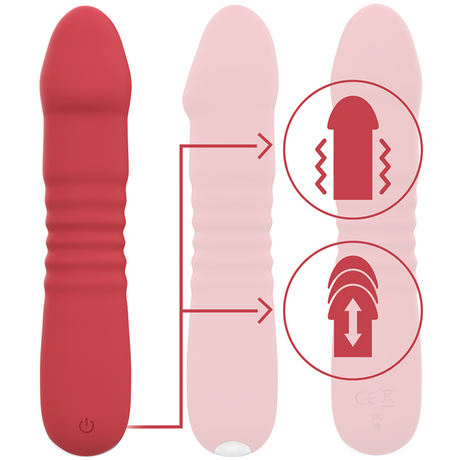 Vibrator Juni Up & Down 10 Rote Vibrationen 17,3 x 3,75 cm.1