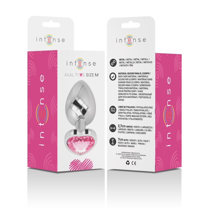 Intense - Aluminium-Metall-Anal-Stecker Rosa Herz Grösse M