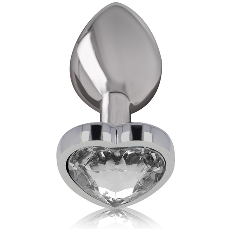 Intense - Aluminium-Metall-Anal-Stecker, Weisses Herz, Grösse M