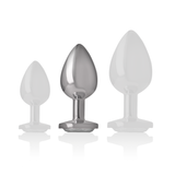 Intense - Aluminium-Metall-Anal-Stecker, Weisses Herz, Grösse M
