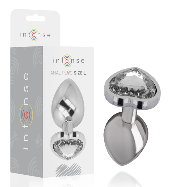 Intense - Analplug Metall Aluminium Weiss Herz Grösse L