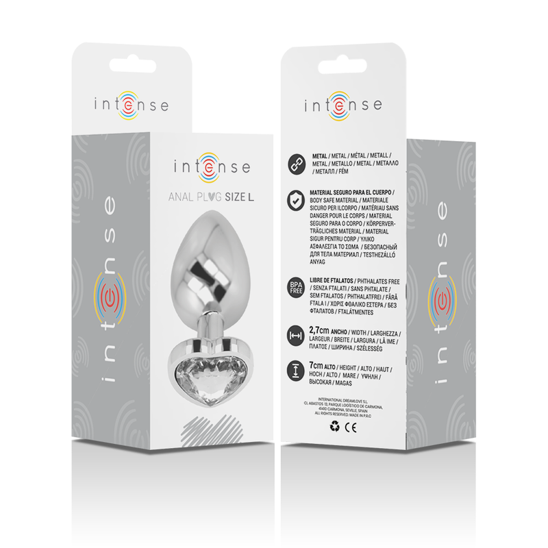 Intense - Analplug Metall Aluminium Weiss Herz Grösse L