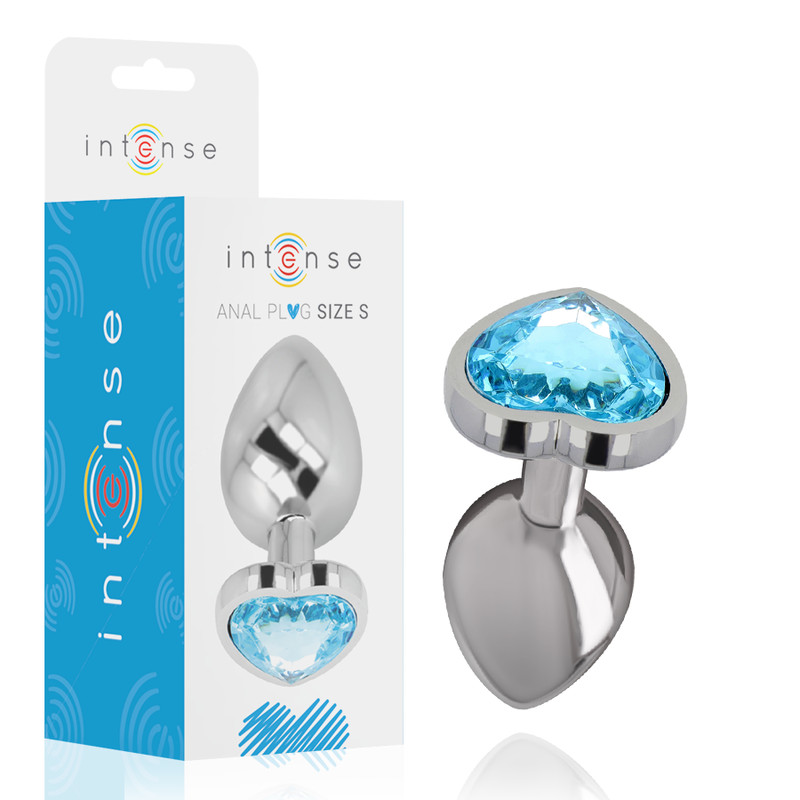 Intense - Aluminium-Metall-Anal-Stecker, Blaues Herz, Grösse S