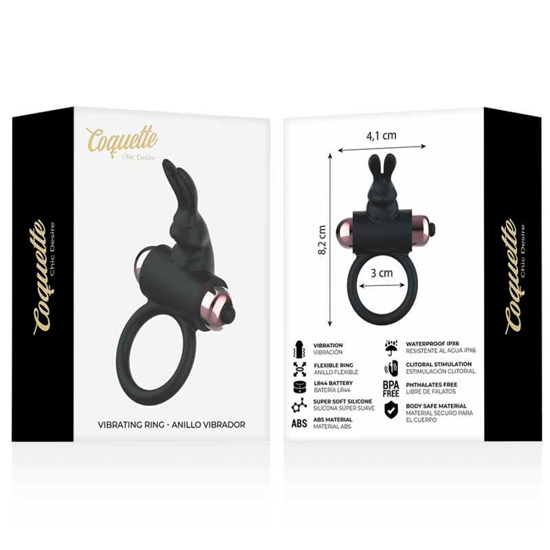 Coquette Chic Desire - Cockring mit Vibrator Schwarz/ Gold