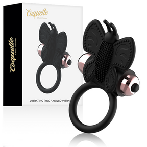 Coquette Chic Desire - Cockring Schmetterling mit Vibrator Schwarz/ Gold