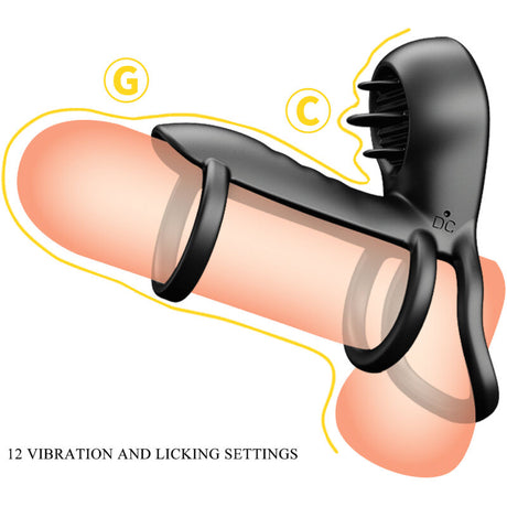 Penishülle Jammy Penis-Hülle 12 Vibrationen mit Wiederaufladbarer Silikon-Zunge.9
