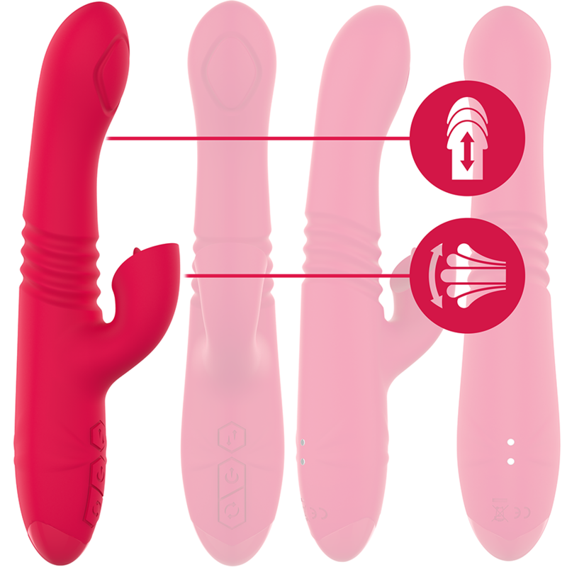 Intense - Dua Multifunktions-Wiederaufladbarer auf- und Ab-Vibrator mit Roter Zunge