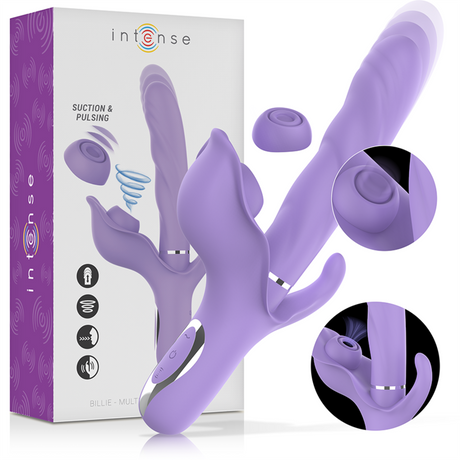 Intense - Billie Multifunktionaler Wiederaufladbarer Saugvibrator mit Lila Druckknopf