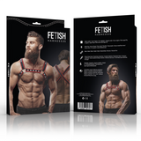 Fetish Submissive Attitude - Brust-Bulldog-Geschirr aus Ökoleder für Herren, Schwarz/Rot