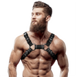 Fetish Submissive Attitude - Verstellbarer Brust-Bulldog-Harness aus Ökoleder für Herren