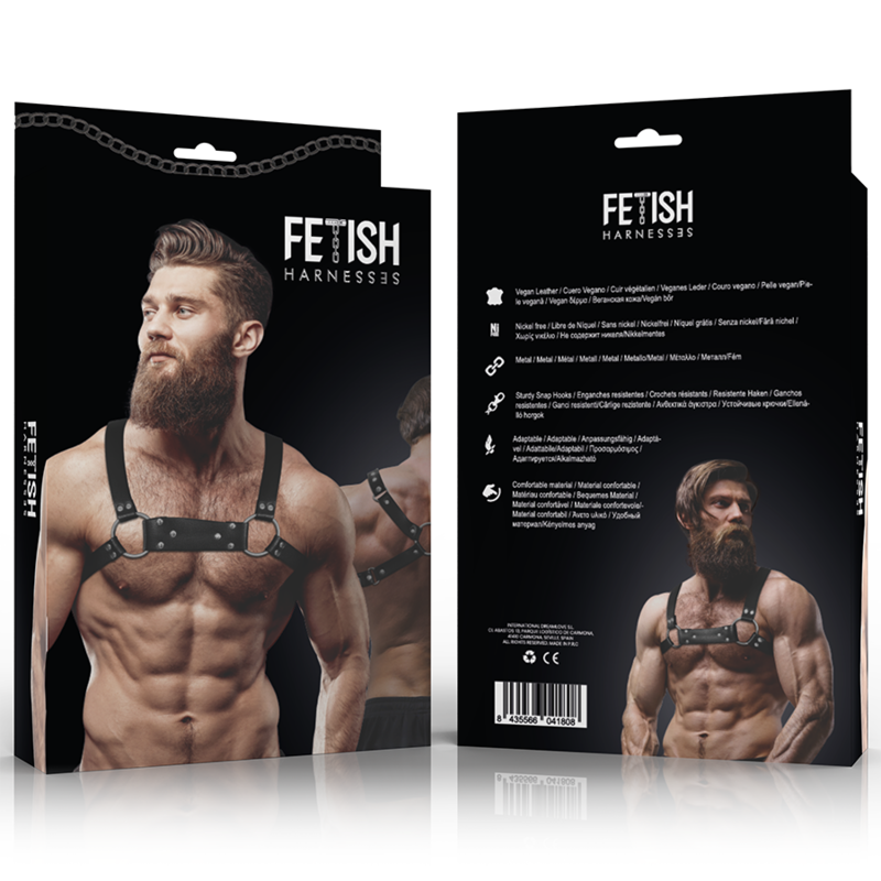 Fetish Submissive Attitude - Herren-Brustgurt aus Ökoleder, Bulldogge, Grösse M/L