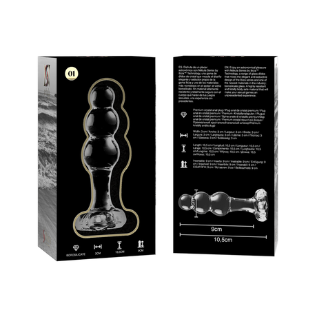 Nebula Series by Ibiza - Modell 1 Stecker Borosilikatglas Transparent 10.5 cm-x-3 cm