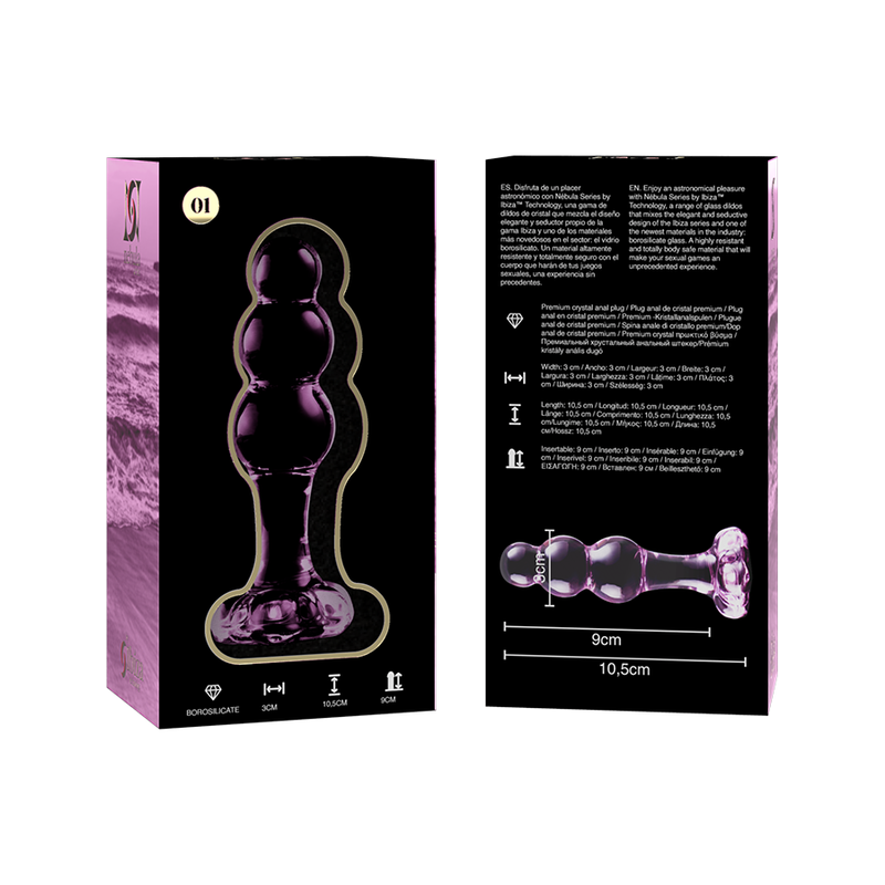 Nebula Series by Ibiza - Modell 1 Analplug Borosilikatglas Rosa 10.5 cm-x-3 cm