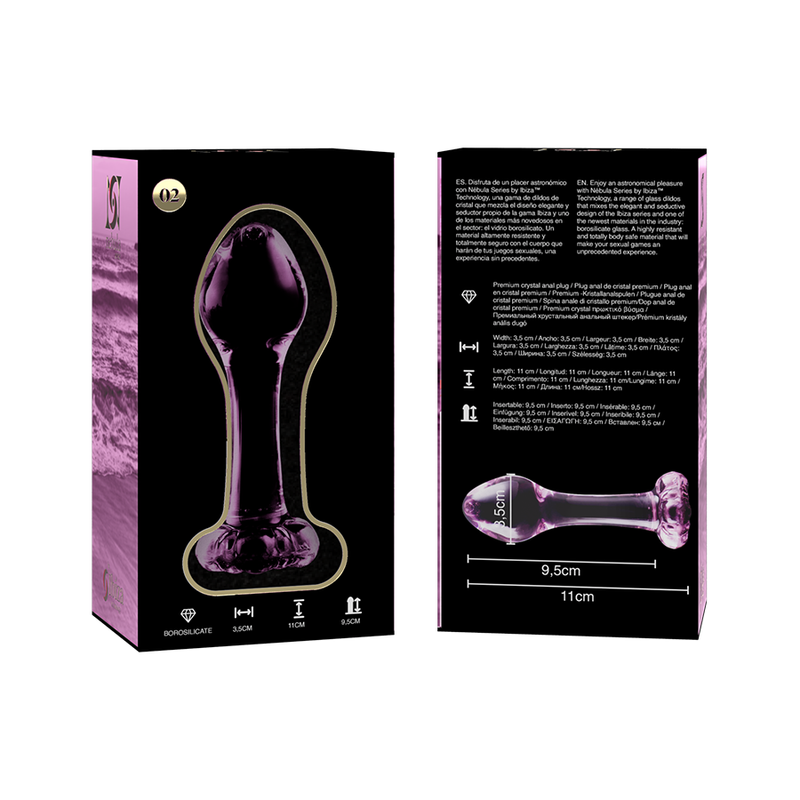 Nebula Series by Ibiza - Modell 2 Analplug Borosilikatglas Rosa 11 cm-x-3.5 cm