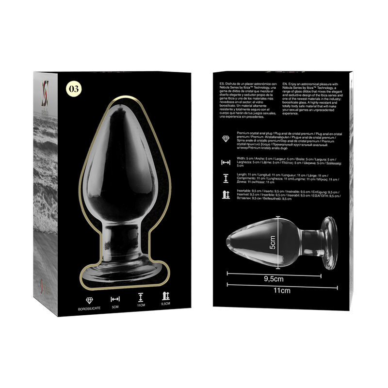 Nebula Series by Ibiza - Modell 3 Analplug Borosilikatglas Transparent 11 cm-x-5 cm
