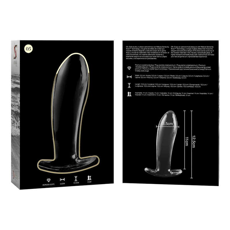 Nebula Series by Ibiza - Modell 5 Analplug Borosilikatglas Klar 12.5 cm-x-3.5 cm