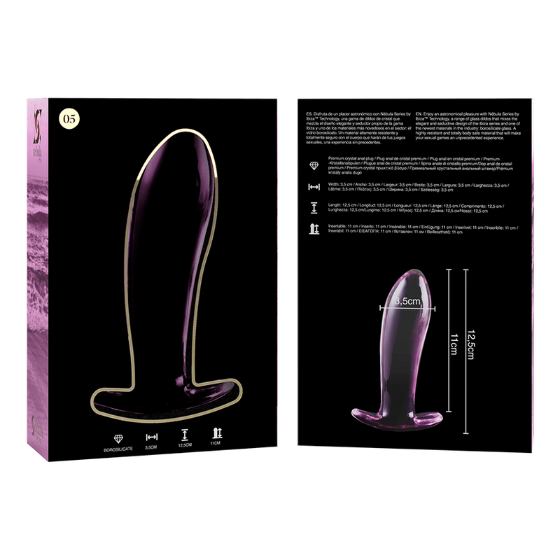 Nebula Series by Ibiza - Modell 5 Analplug Borosilikatglas Rosa 12.5 cm-x-3.5 cm