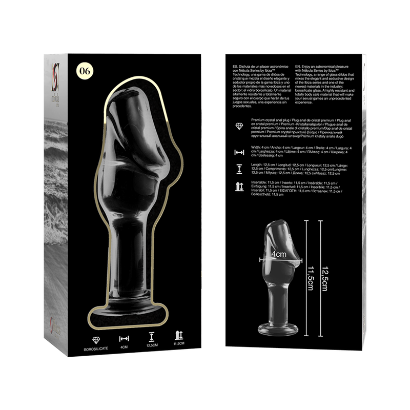 Nebula Series by Ibiza - Modell 6 Analplug Borosilikatglas Klar 12.5 cm-x-4 cm