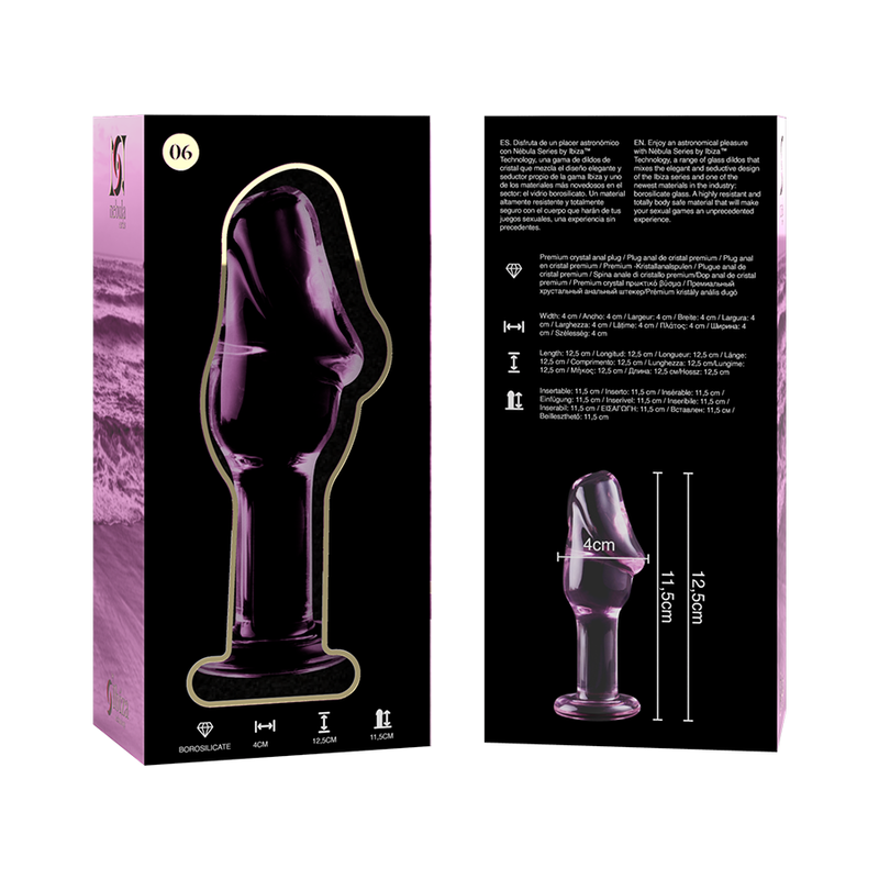 Nebula Series by Ibiza - Modell 6 Analplug Borosilikatglas Rosa 12.5 cm-x-4 cm