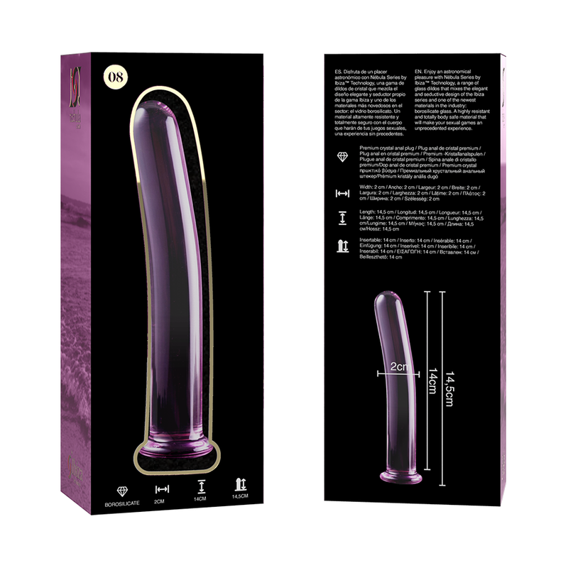 Nebula Series by Ibiza - Modell 8 Dildo Borosilikatglas Rosa 14.5 cm-x-2 cm