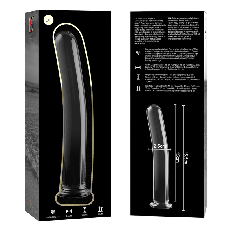Nebula Series by Ibiza - Modell 9 Dildo Borosilikatglas Klar 15.5 cm-x-2.5 cm