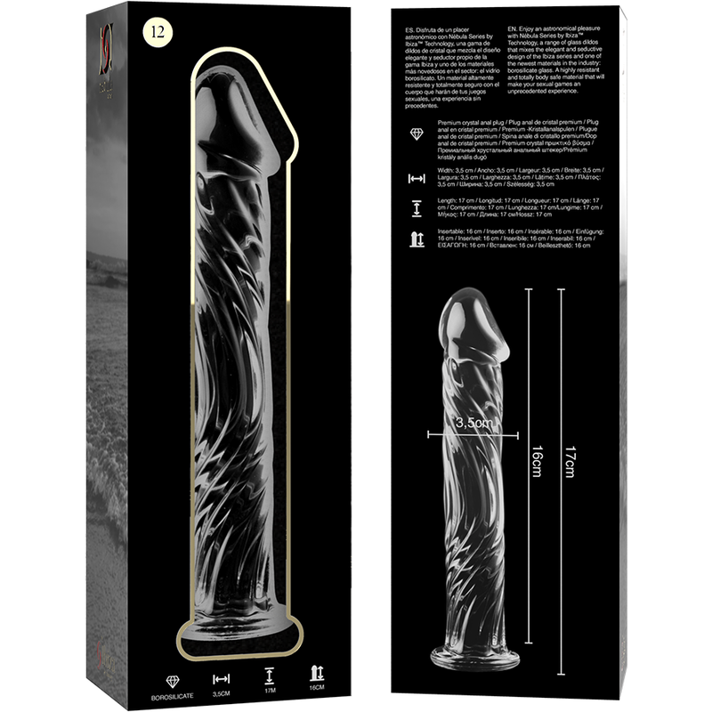 Nebula Series by Ibiza - Modell 12 Dildo Borosilikatglas Klar 17 cm-x-3.5 cm