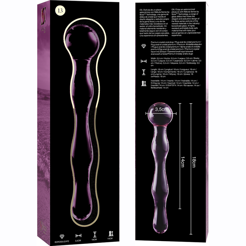 Nebula Series by Ibiza - Modell 13 Dildo Borosilikatglas Rosa 18 cm-x-3.5 cm