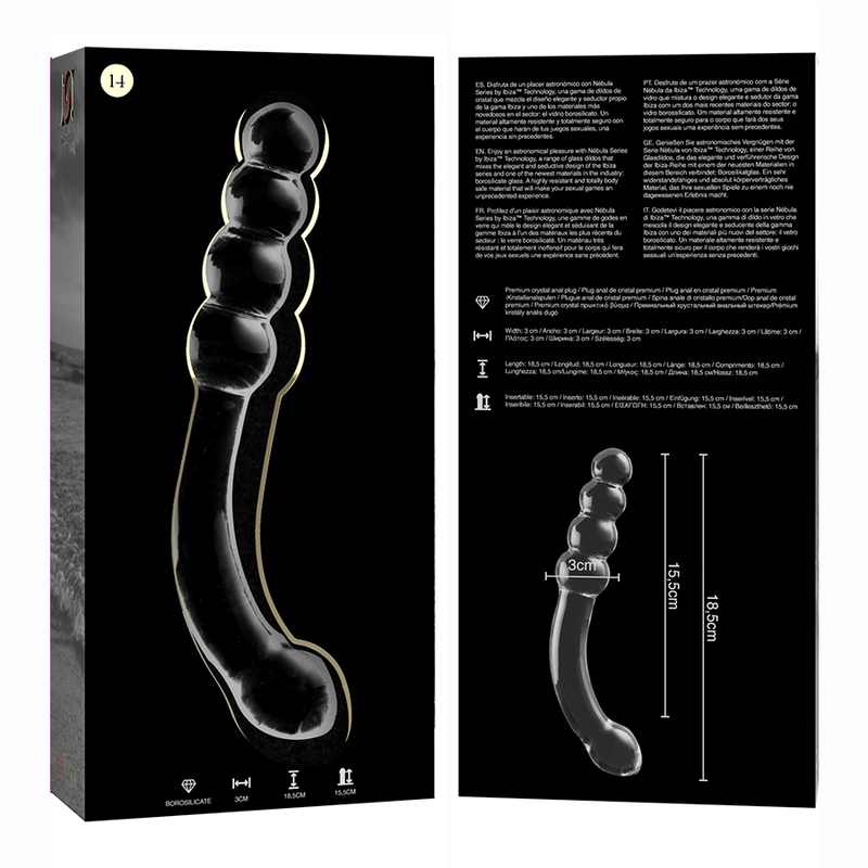 Nebula Series by Ibiza - Modell 14 Dildo Borosilikatglas Klar 18.5 cm-x-3 cm