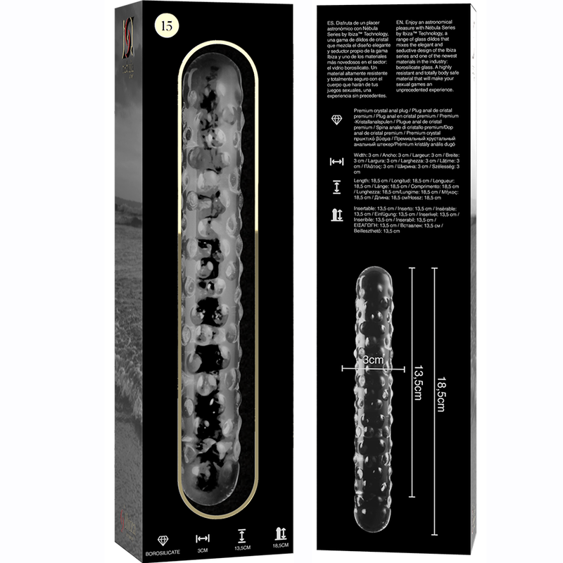 Nebula Series by Ibiza - Modell 15 Dildo Borosilikatglas Klar 18.5 cm-x-3 cm