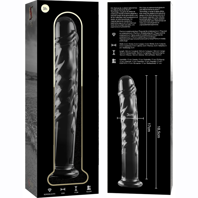Nebula Series by Ibiza - Modell 16 Dildo Borosilikatglas Klar 18.5 cm-x-3 cm