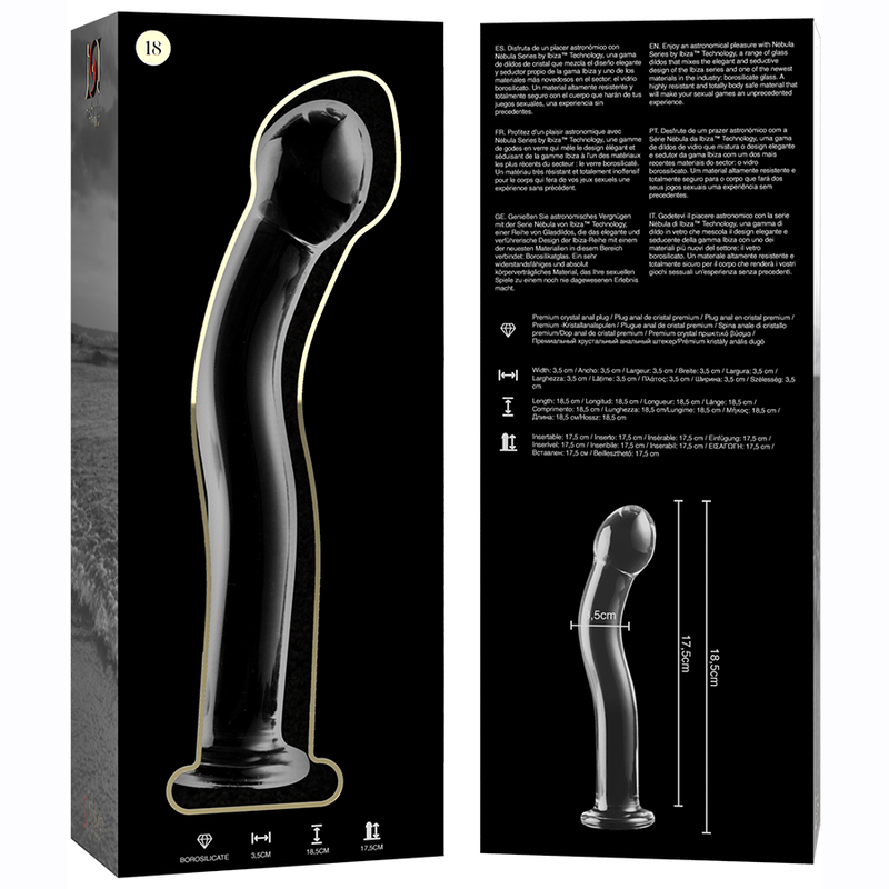 Nebula Series by Ibiza - Modell 18 Dildo Borosilikatglas Klar 18.5 cm-x-3.5 cm