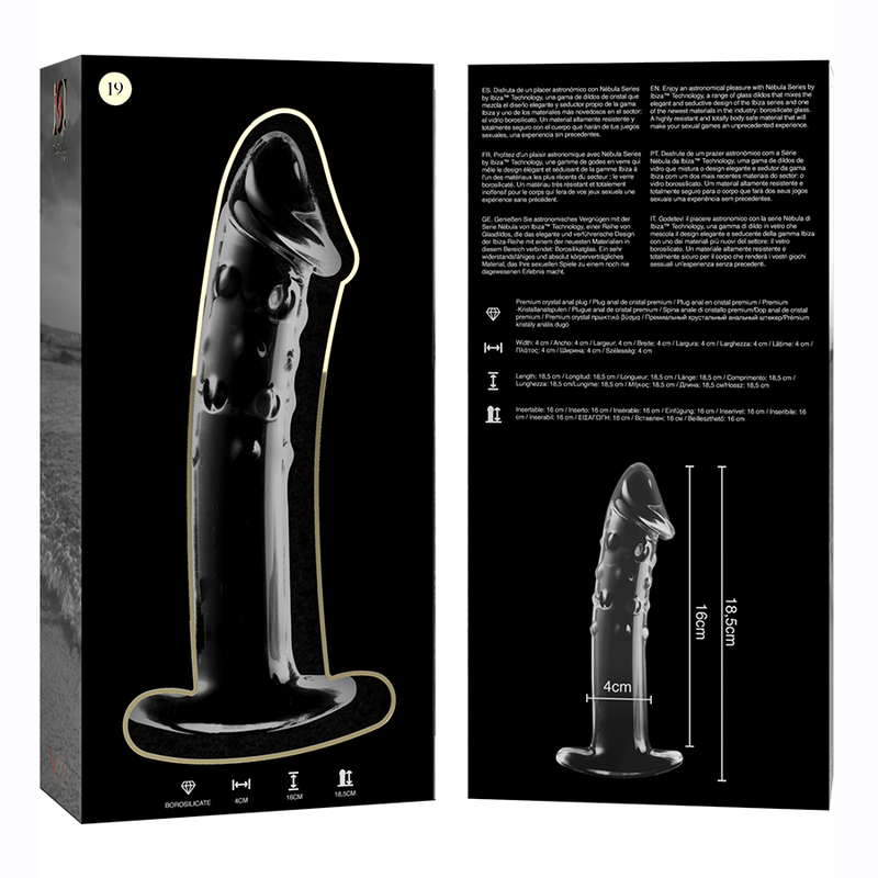 Nebula Series by Ibiza - Modell 19 Dildo Borosilikatglas Klar 18.5 cm-x-4 cm