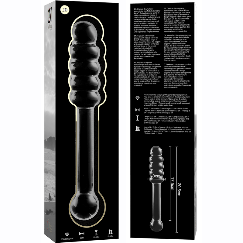 Nebula Series by Ibiza - Modell 20 Dildo Borosilikatglas Klar 20.5 cm-x-3 cm